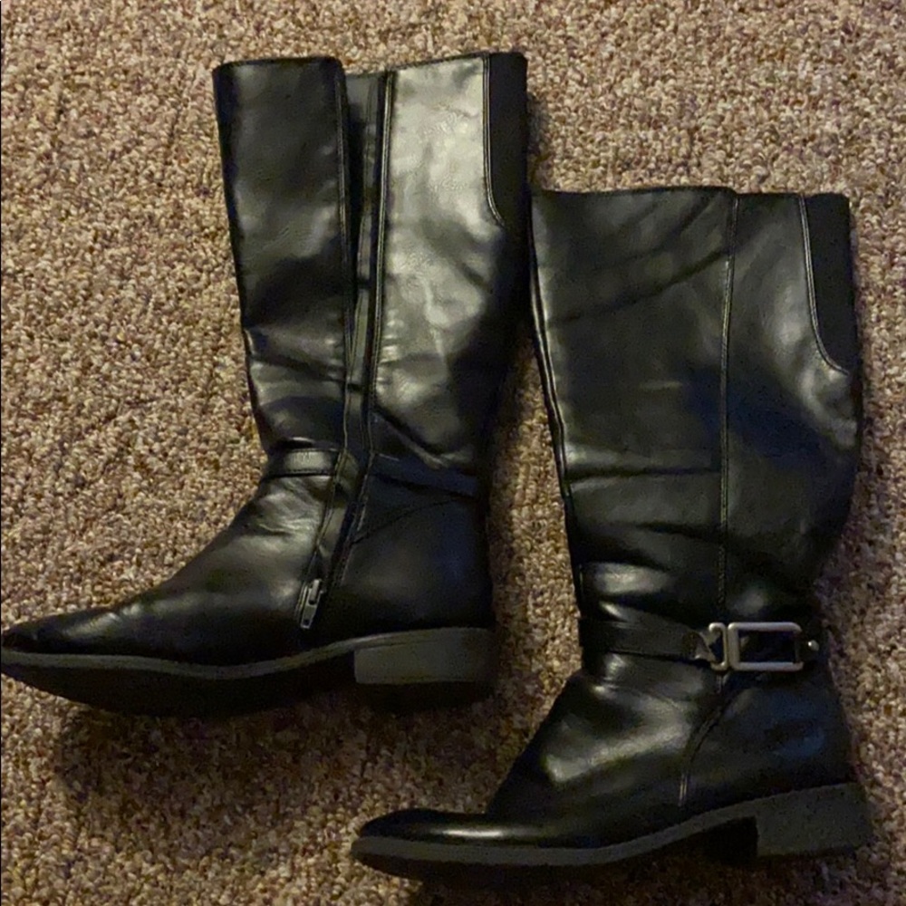 Women’s Tall Black Leather Boots Size 10